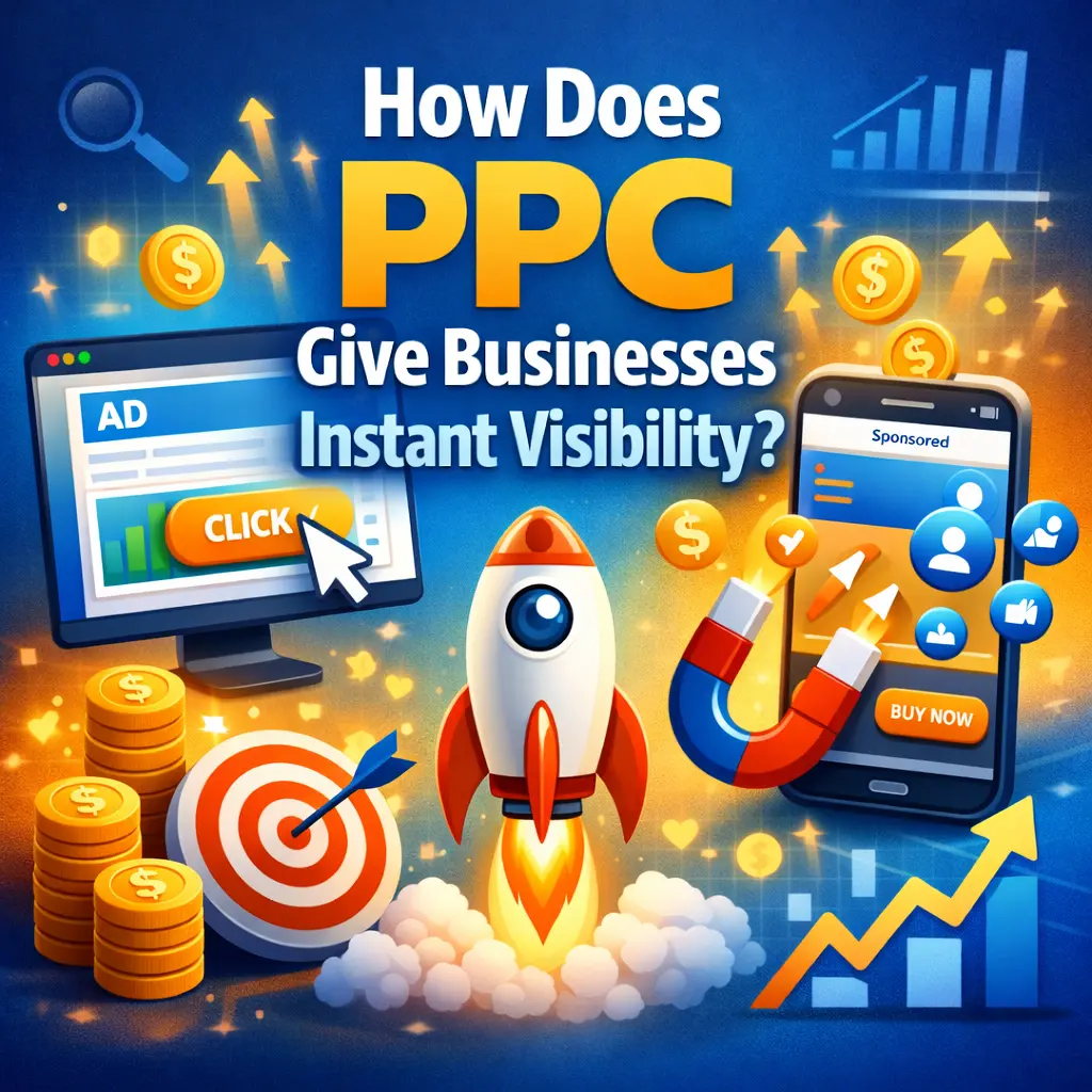How does PPC give businesses instant visibility in digital marketing