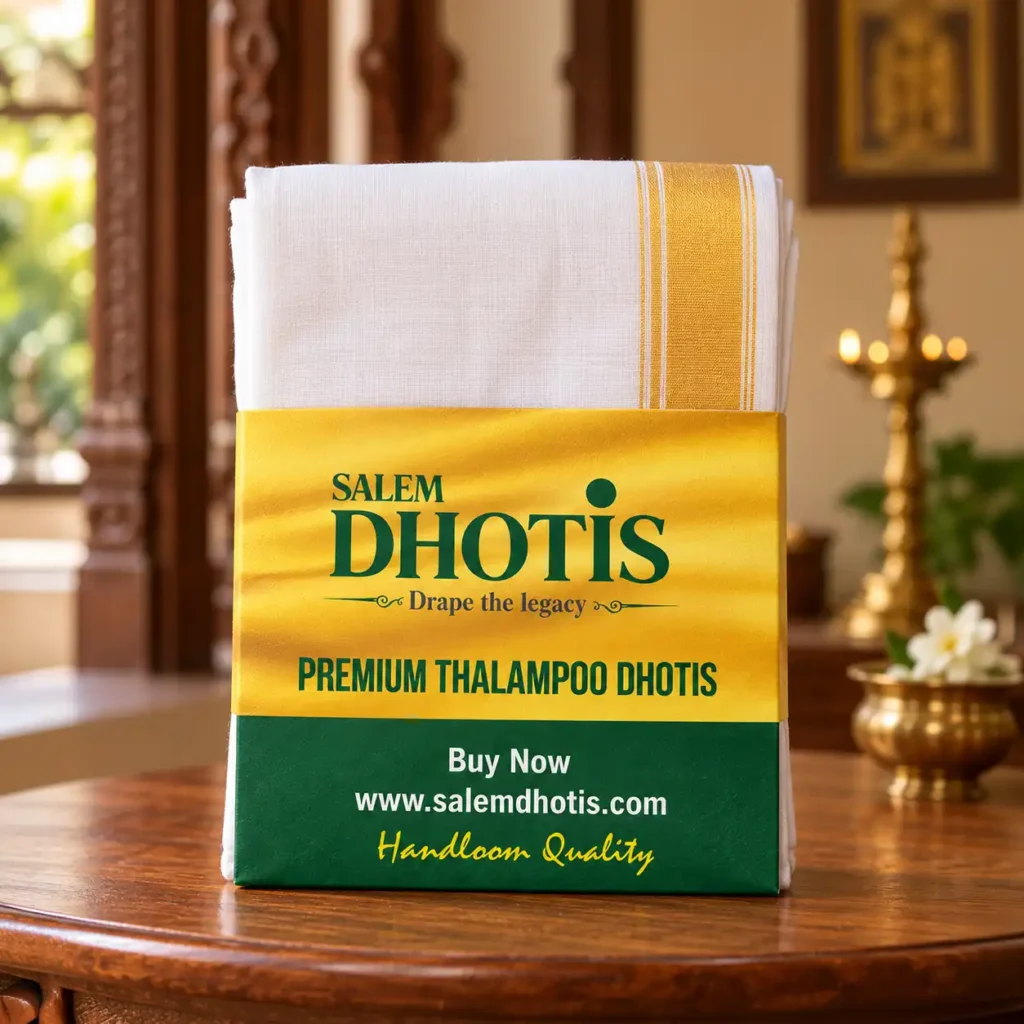 Salem Dhotis - Premium white dhoti in heritage packaging